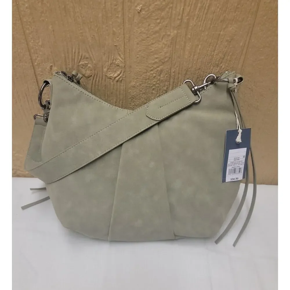 Zip Closure Pleated Hobo Handbag Universal Thread Green Shoulder Strap